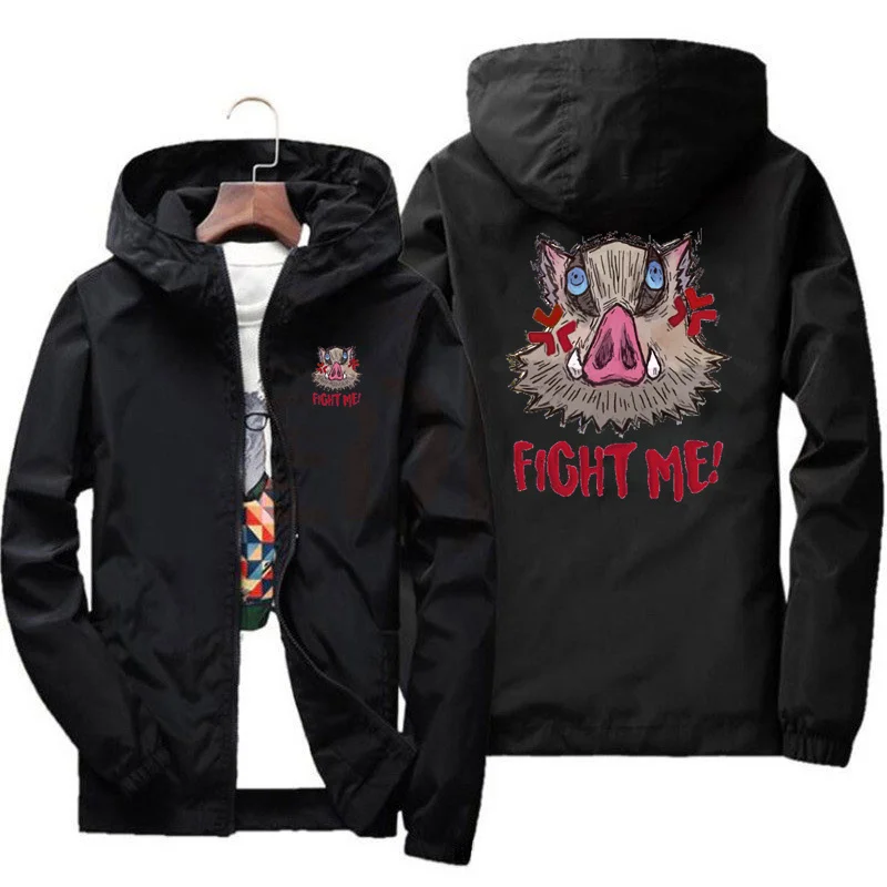 Inosuke Fight Me Kimetsu No Yaiba Толстовки, куртка для мужчин, Аниме Demon Slayer, Повседневная ветровка с длинным рукавом, пальто Harajuku, Одежда