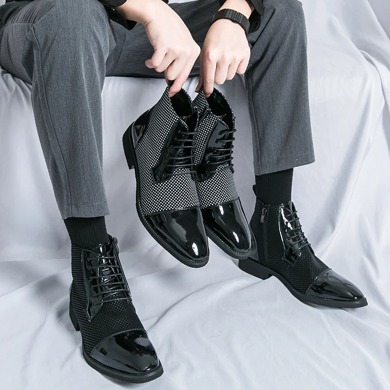 Мужская обувь с острым носком, универсальная мужская повседневная обувь с низким берцем, Новинка 2023 года, роскошные мужские ботильоны, Брендовая классическая мужская обувь для свадьбы