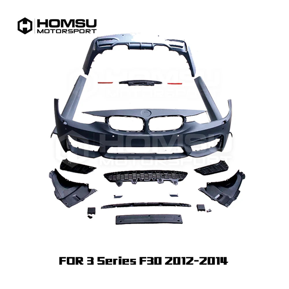 Неокрашенный обвес из полипропилена M3 style, Передний задний бампер, боковые юбки, брови колеса, выхлопные трубы для BM-W F30 2012-2014