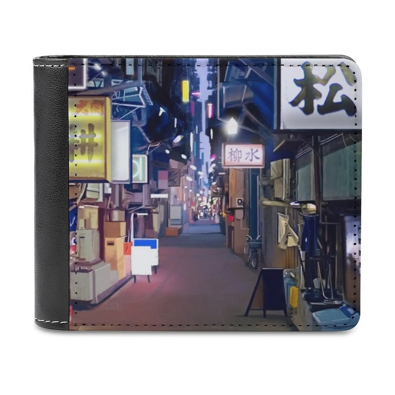 Ночь В Японии Кожаный Бумажник Держатель Кредитной Карты Роскошный Кошелек Conceptart Уличные Ночные Огни Персонализированная Окружающая Среда Японии