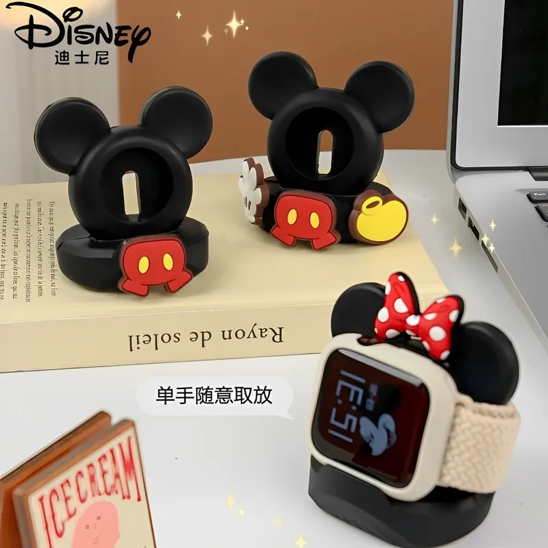 Подставка Для Зарядного Устройства Mickey Mouse Disney Настольный Держатель Minnie Для Apple Watch 8 7 6 5 4 Iwatch 3 2 1 Se Мультяшная Силиконовая Зарядная База